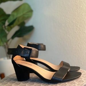 Black Peep Toe Ankle Strap Heel